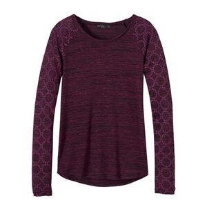 Prana Burgundy Long Sleeve Raglan Zanita Sweater in Grapevine sz Medium